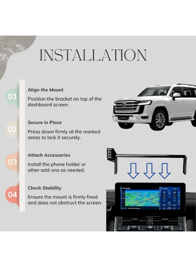  تي ار اكس اوتو حامل هاتف تويوتا لاند كروزر 2022 - 2025 LC300 - Image 5