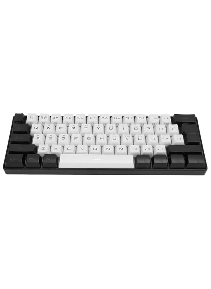 erorex 60% Mini RGB Keyboard, 61 Keys LED Backlight Ergonomic Mechanical Feeling Wired Gaming Keyboard for Office Business Gaming (White) - Image 1