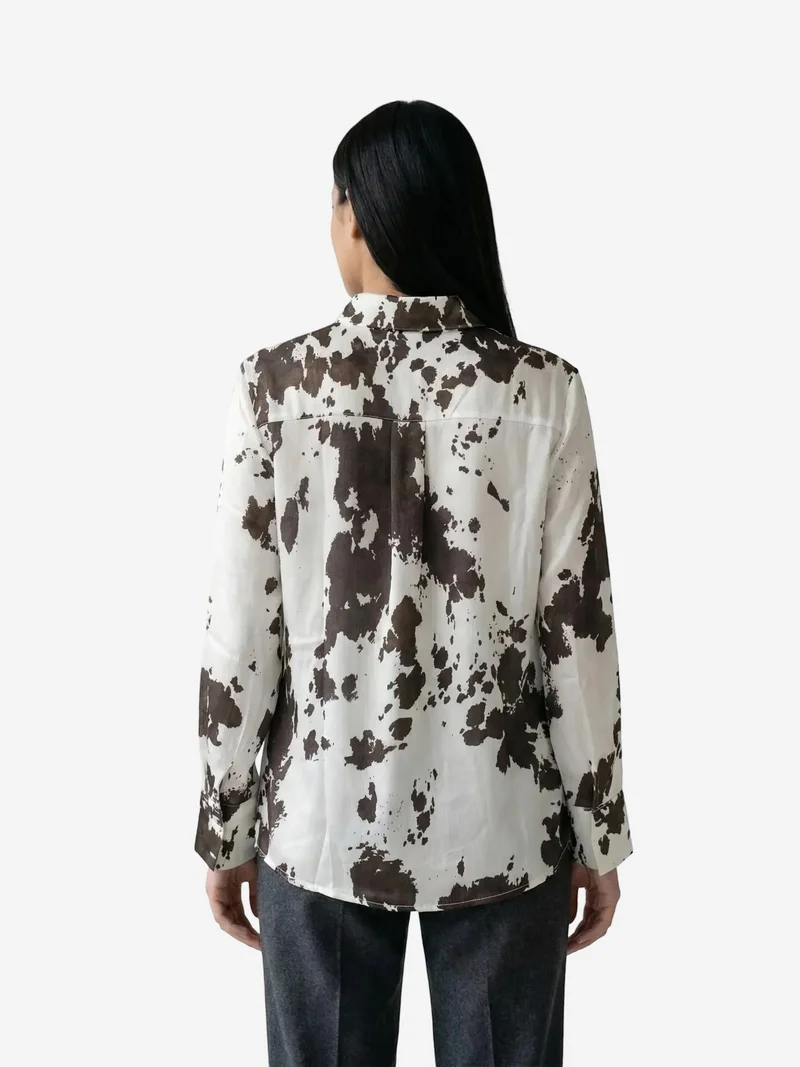 My Fashion Coffee Brown MY FASHION Abstract Print Button-Up Shirt for Women | Best Price UAE