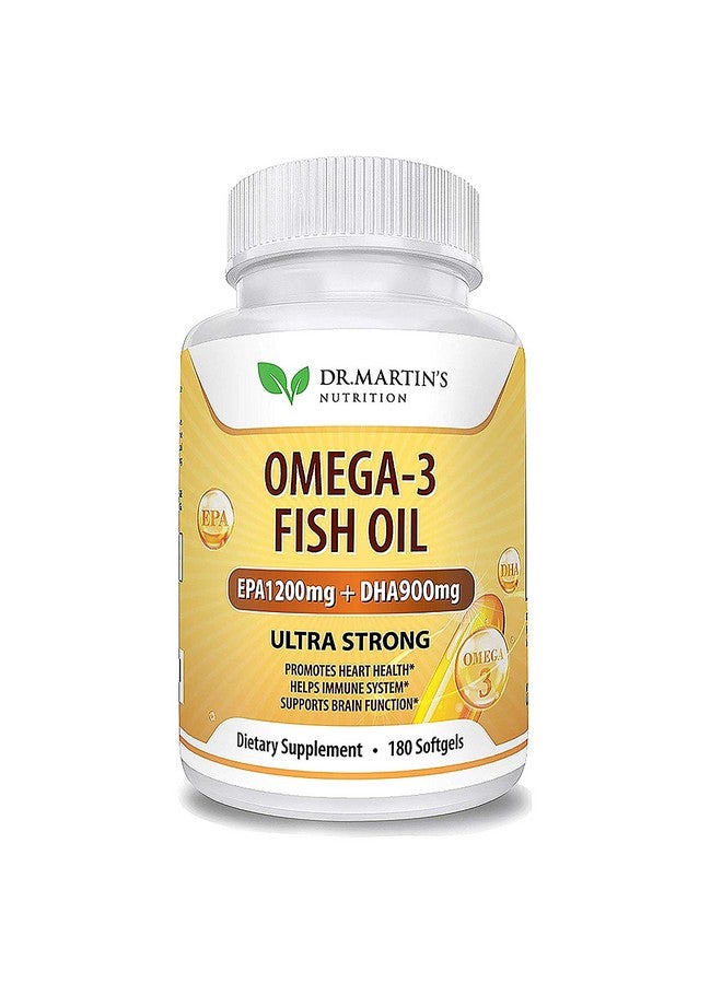 DR. MARTIN'S NUTRITION Omega 3 Fish Oil 3750Mg Triple Strength 180 Burpless Softgels ; Epa 1200Mg + Dha 900Mg ; Promotes Healthy Heart Immune System Eyes Skin & Brain Function - Image 1