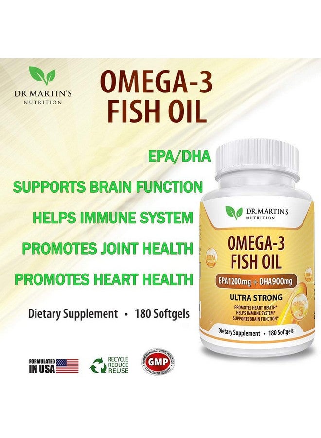 DR. MARTIN'S NUTRITION Omega 3 Fish Oil 3750Mg Triple Strength 180 Burpless Softgels ; Epa 1200Mg + Dha 900Mg ; Promotes Healthy Heart Immune System Eyes Skin & Brain Function - Image 4