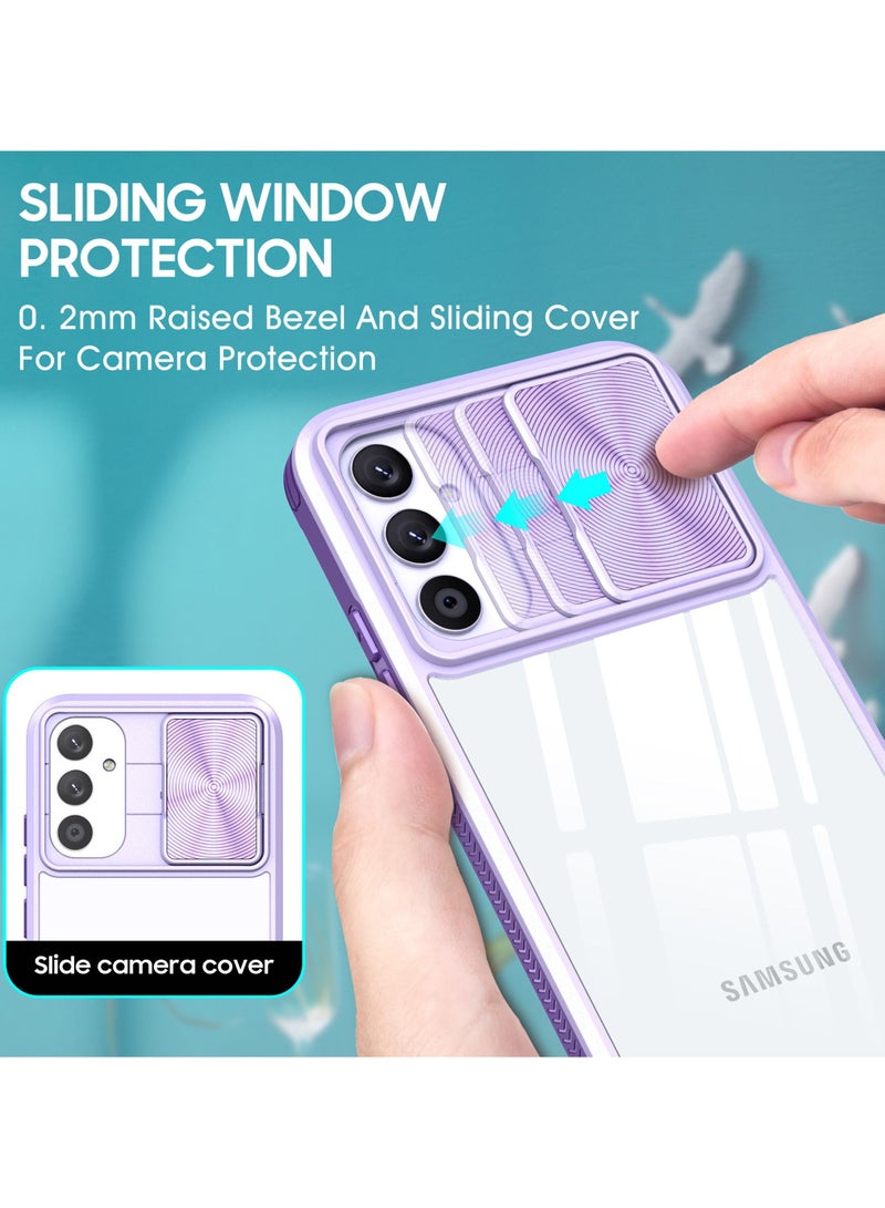 أوتو فوكس غطاء حماية مقاوم للصدمات مع غطاء كاميرا منزلق لهاتف Samsung Galaxy A34 بنفسجي - Image 2