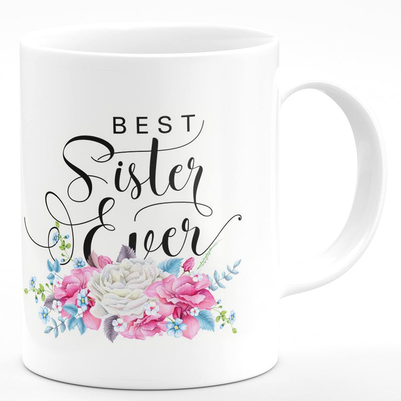 CHHAAP Best Sister Ever Printed Ceramic White Coffee Mug, 350 ML - Image 5