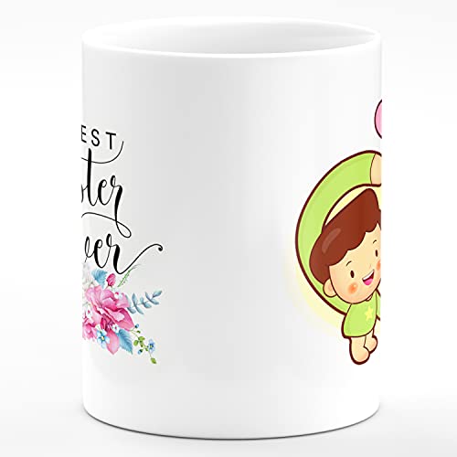CHHAAP Best Sister Ever Printed Ceramic White Coffee Mug, 350 ML - Image 2