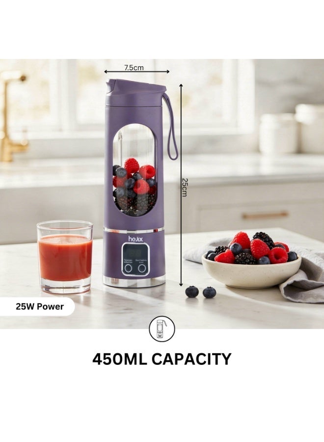 HEJIX Rechargeable Portable Blender, USB-C Juicer Bottle with Digital Display, Stainless Steel Blades, 25W Motor, 1500 mAh Battery, Cordless Mini Smoothie Blender for Travel & Gym, HX403 - Image 2