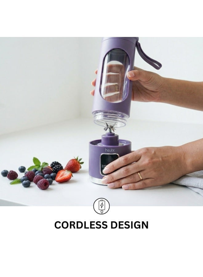 HEJIX Rechargeable Portable Blender, USB-C Juicer Bottle with Digital Display, Stainless Steel Blades, 25W Motor, 1500 mAh Battery, Cordless Mini Smoothie Blender for Travel & Gym, HX403 - Image 4