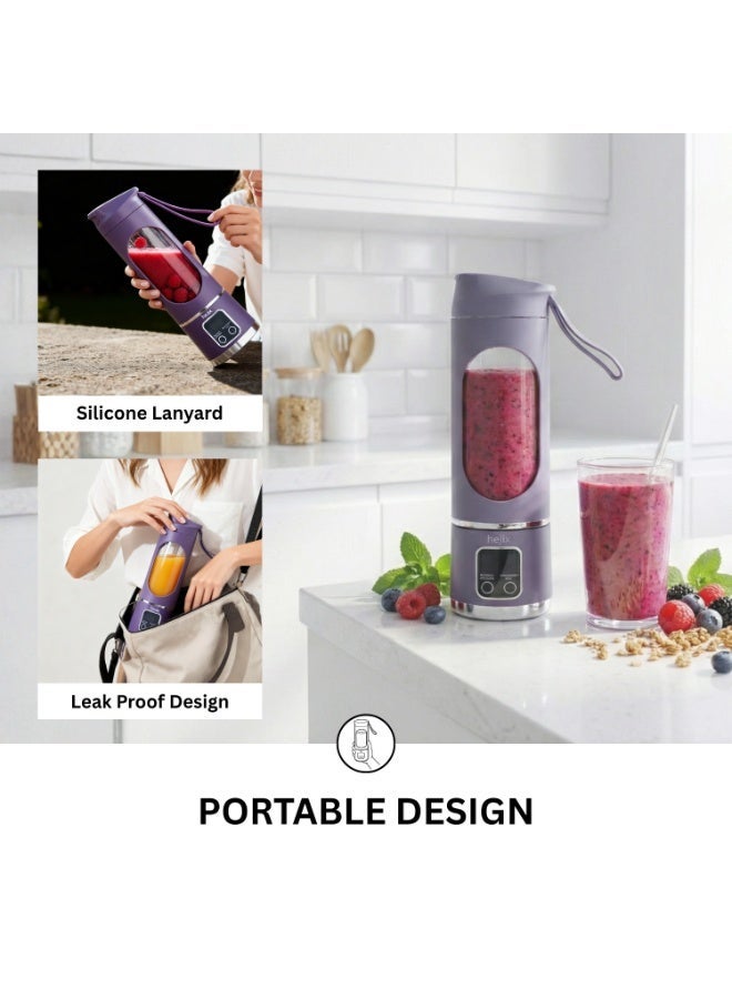 HEJIX Rechargeable Portable Blender, USB-C Juicer Bottle with Digital Display, Stainless Steel Blades, 25W Motor, 1500 mAh Battery, Cordless Mini Smoothie Blender for Travel & Gym, HX403 - Image 3