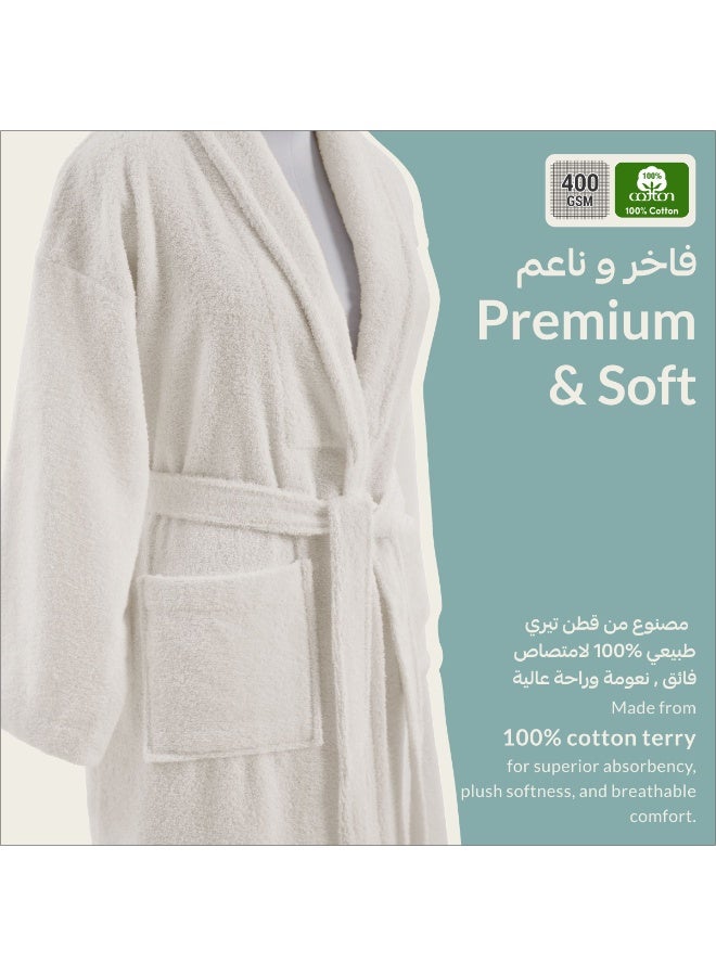 دوناتيلا روب حمام تيري قطني ناعم سريع الامتصاص (مقاس S/M) عاجي  - Image 4