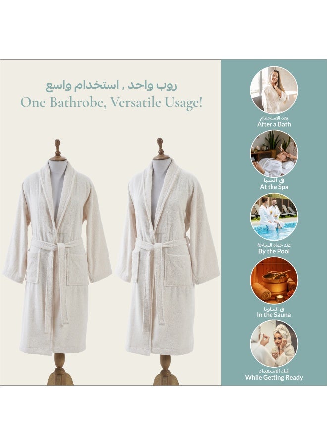 دوناتيلا روب حمام تيري قطني ناعم سريع الامتصاص (مقاس S/M) عاجي  - Image 5