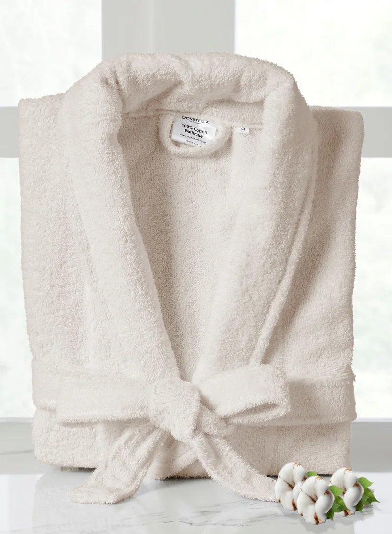 دوناتيلا روب حمام قطن تيري للجنسين مقاس صغير ومتوسط ٤٠٠ جرام فخم وماص بطول الكاحل بياقة شال وجيوب