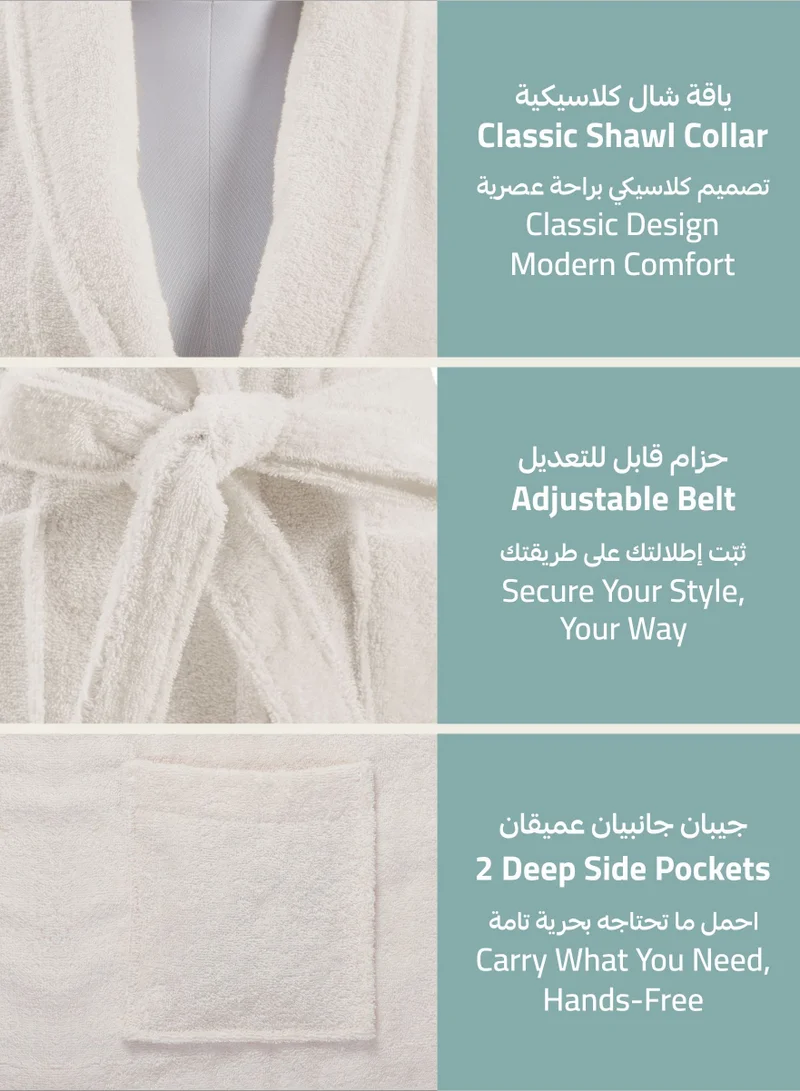 دوناتيلا روب حمام قطن تيري للجنسين مقاس صغير ومتوسط ٤٠٠ جرام فخم وماص بطول الكاحل بياقة شال وجيوب