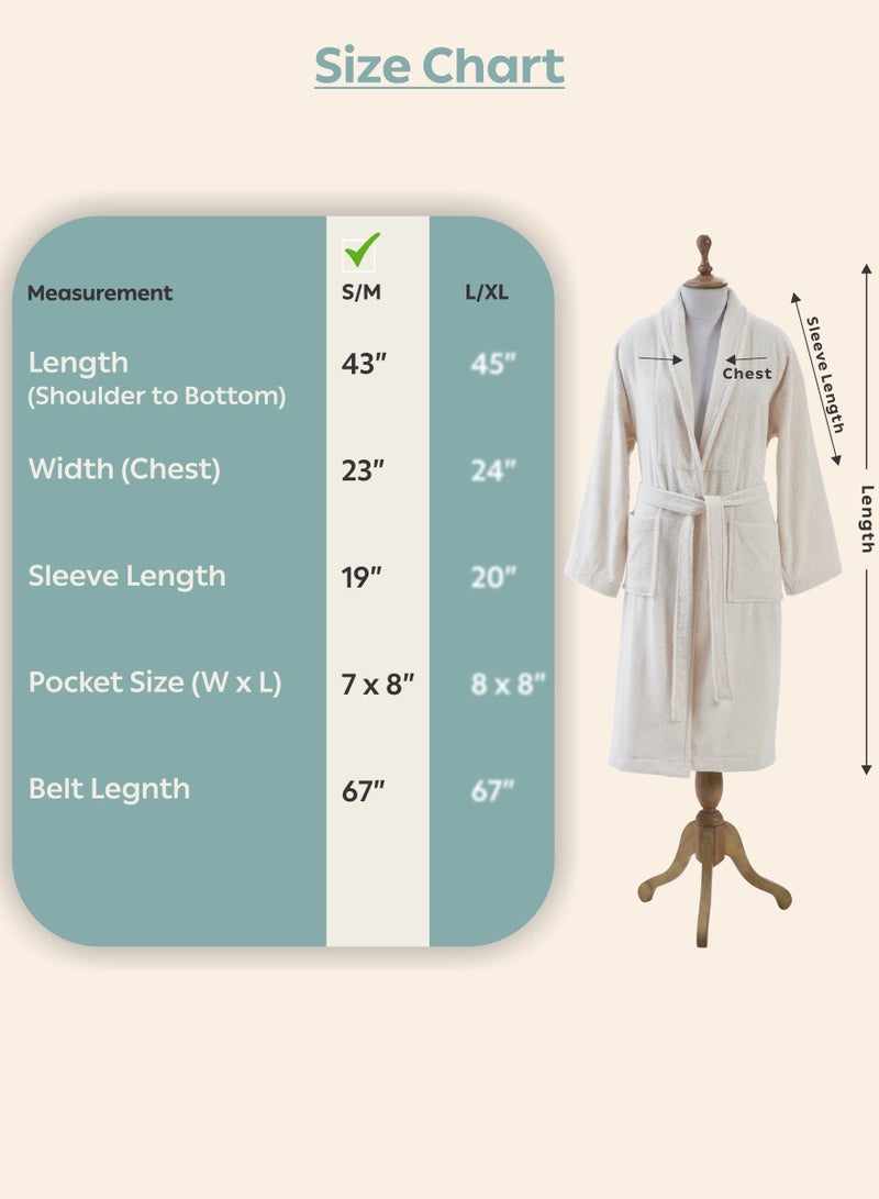 دوناتيلا روب حمام قطن تيري للجنسين مقاس صغير ومتوسط ٤٠٠ جرام فخم وماص بطول الكاحل بياقة شال وجيوب - Image 3