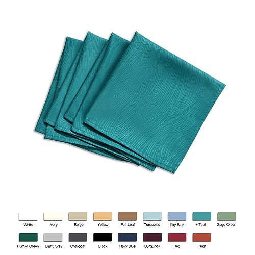 maxmill Jacquard Cloth Napkin 20 x 20 Inch Swirl Design Solid Washable Polyester Dinner Napkins Set of 4 with Hemmed Edges for Family Holiday Dinners Weddings Parties and Banquets Teal - Image 2