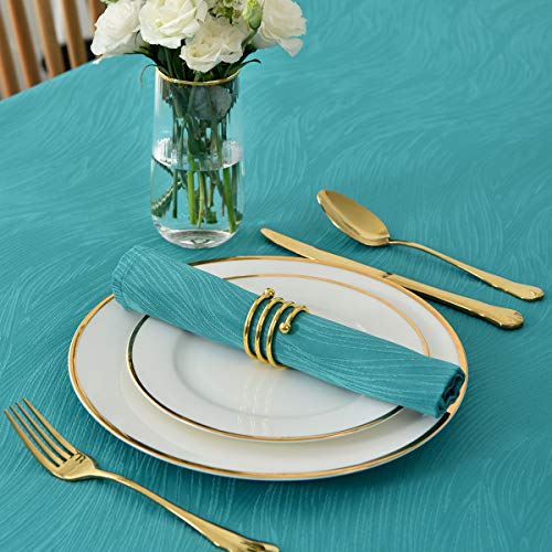 maxmill Jacquard Cloth Napkin 20 x 20 Inch Swirl Design Solid Washable Polyester Dinner Napkins Set of 4 with Hemmed Edges for Family Holiday Dinners Weddings Parties and Banquets Teal - Image 5