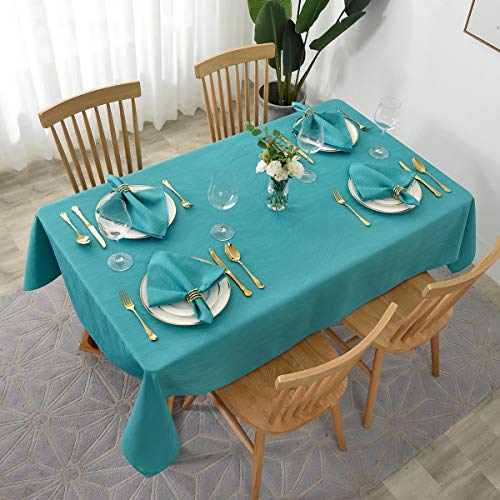 maxmill Jacquard Cloth Napkin 20 x 20 Inch Swirl Design Solid Washable Polyester Dinner Napkins Set of 4 with Hemmed Edges for Family Holiday Dinners Weddings Parties and Banquets Teal - Image 1