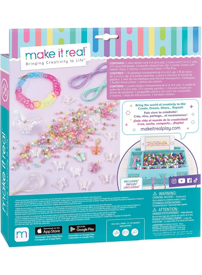 Make It Real: Butterfly Jewelry Set - Create 7 Pieces of Jewelry, 281 Pieces, Includes Play Tray, DIY All-in-One Kit, Tweens & Girls, Arts & Crafts, Kids Ages 8+ - Image 5