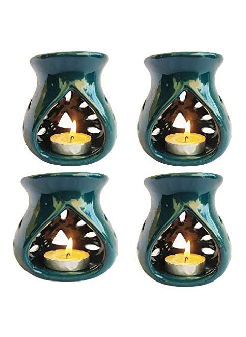 MAHISHA INDUSTRY MAHISHA INDUSTRY AROMA BURNER SET OF 4 PACK With 8 candle freearoma oils for fragrancearoma oil bathroomaroma oil dcor dark greenelectric diffuser with aroma oil electric diffuser for home with oil  - Image 2