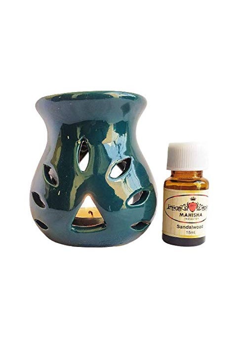 MAHISHA INDUSTRY MAHISHA INDUSTRY AROMA BURNER SET OF 4 PACK With 8 candle freearoma oils for fragrancearoma oil bathroomaroma oil dcor dark greenelectric diffuser with aroma oil electric diffuser for home with oil  - Image 3