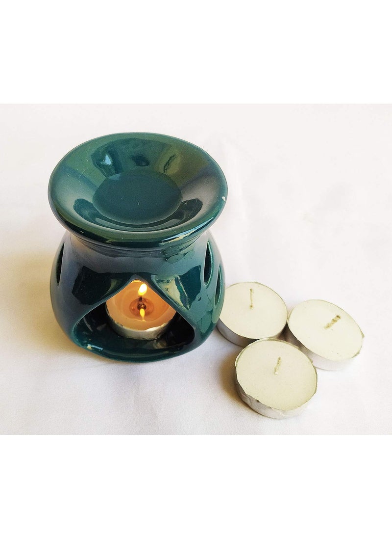 MAHISHA INDUSTRY MAHISHA INDUSTRY AROMA BURNER SET OF 4 PACK With 8 candle freearoma oils for fragrancearoma oil bathroomaroma oil dcor dark greenelectric diffuser with aroma oil electric diffuser for home with oil  - Image 4