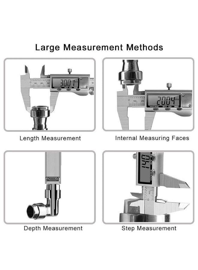 YOUWE7 فرجار رقمي YOUWE7، أداة قياس الفرجار من الفولاذ المقاوم للصدأ، فرجار ميكرومتر إلكتروني بشاشة LCD كبيرة، خاصية الإيقاف التلقائي، تحويل البوصة والمليمتر (6 بوصات/150 مم) - Image 4