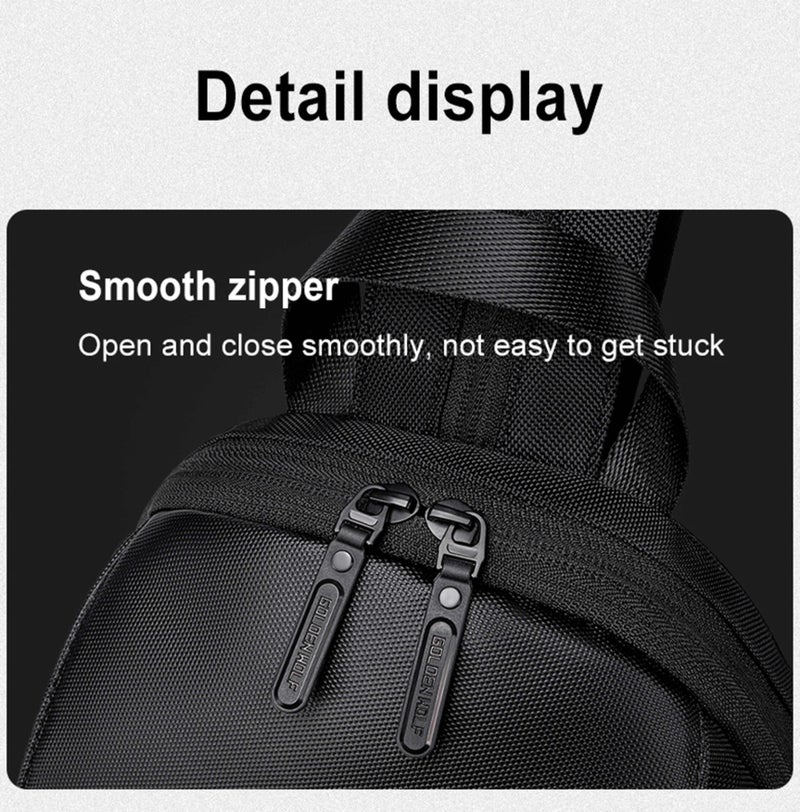 ARCTIC HUNTER Golden Wolf Fashion Crossbody Bag/Backpack Water Resistant Polyester Chest Bag for Business Travel Chest for Men Women, GXB00901, Black - Image 3