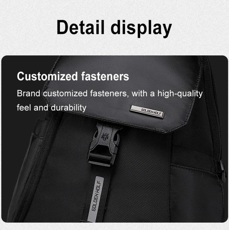 ARCTIC HUNTER Golden Wolf Fashion Crossbody Bag/Backpack Water Resistant Polyester Chest Bag for Business Travel Chest for Men Women, GXB00901, Black - Image 5