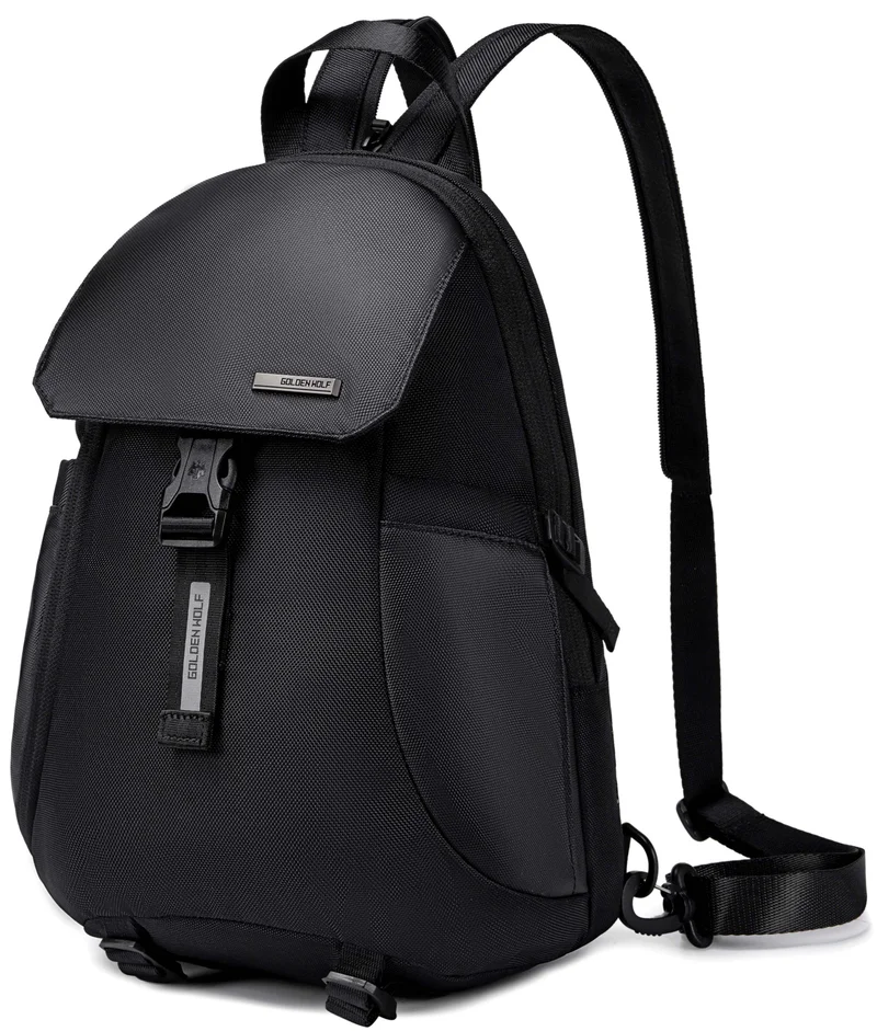 أركتيك هانتر Golden Wolf Fashion Crossbody Bag/Backpack Water Resistant Polyester Chest Bag for Business Travel Chest for Men Women, GXB00901, Black
