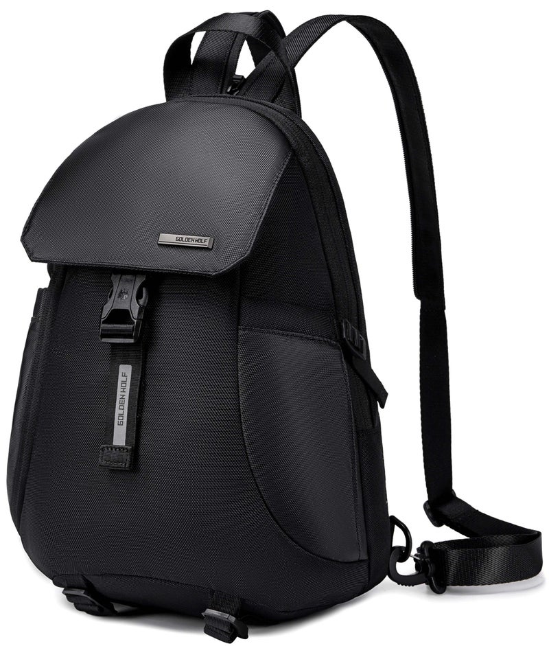 ARCTIC HUNTER Golden Wolf Fashion Crossbody Bag/Backpack Water Resistant Polyester Chest Bag for Business Travel Chest for Men Women, GXB00901, Black - Image 1