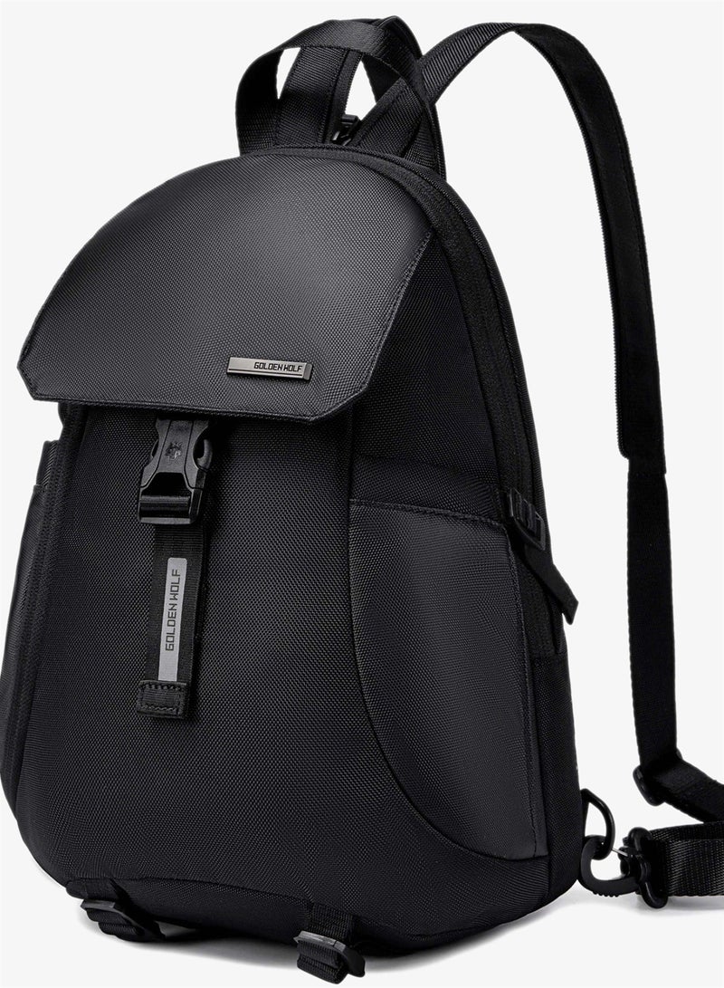 ARCTIC HUNTER Golden Wolf Fashion Crossbody Bag/Backpack Water Resistant Polyester Chest Bag for Business Travel Chest for Men Women, GXB00901, Black - Image 1