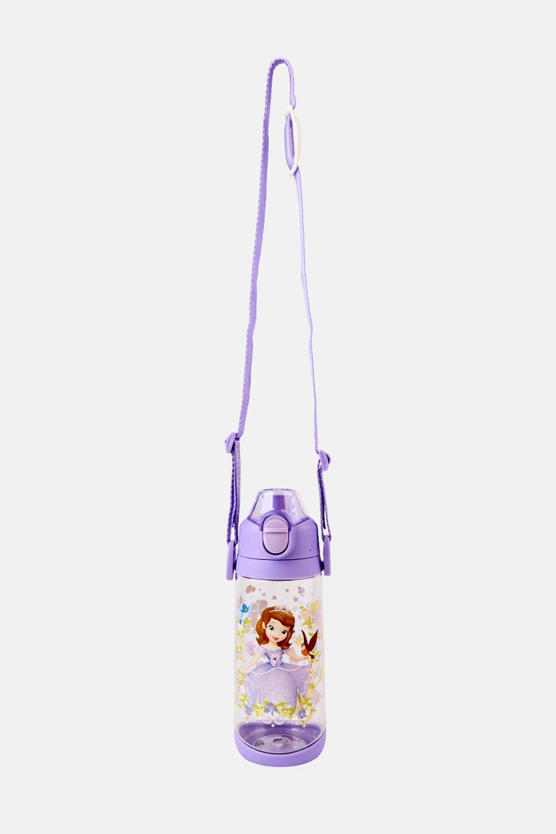 Disney Sofia Series Water Bottle With Strap 600 ml,  Purple - Image 1