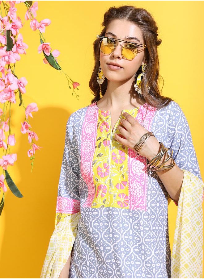 Vishudh Women Multi-Colored Printed Cotton Kurta Set by Styli  - Image 2