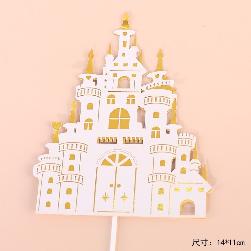 Internet Celebrated Girl Birthday Cake Decoration Ice Queen Elsa Princess Decoration Digital Birthday Light Plug-in Castle 5 card
