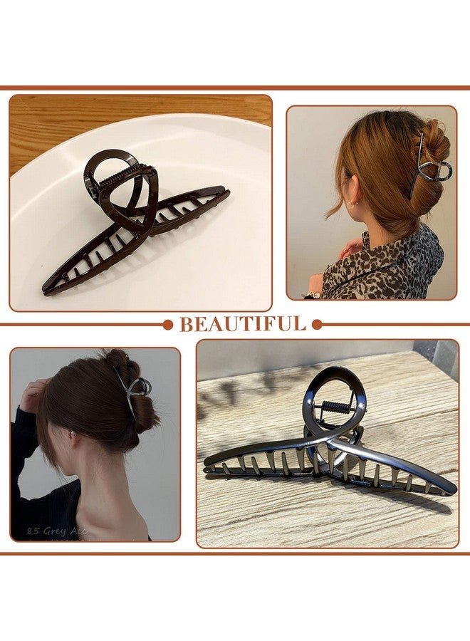 AIBEE Large Metal Hair Claw Clips, 2023 Stylish Butterfly Jaw Clips for Thick/Thin Hair, 4 Pack Long Hair Clips for Women (Metallic Black) - Image 4