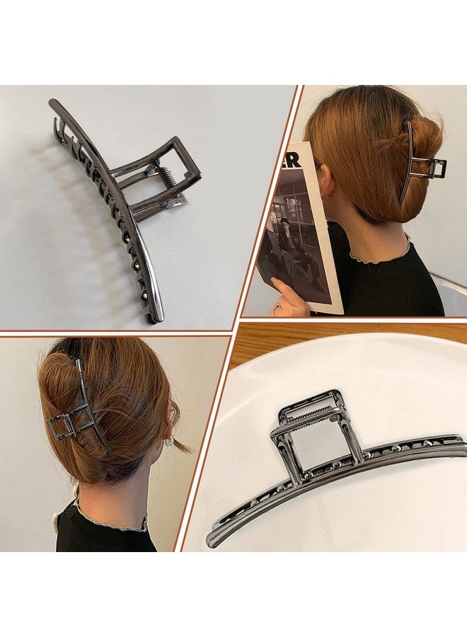 AIBEE Large Metal Hair Claw Clips, 2023 Stylish Butterfly Jaw Clips for Thick/Thin Hair, 4 Pack Long Hair Clips for Women (Metallic Black) - Image 5