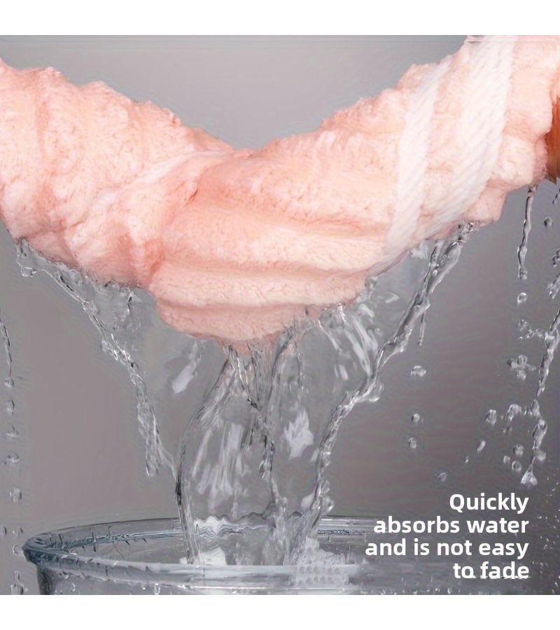 3 Pack Coral Fleece Hair Drying Towels Soft Absorbent Quick Dry Hair Wrap - Image 5