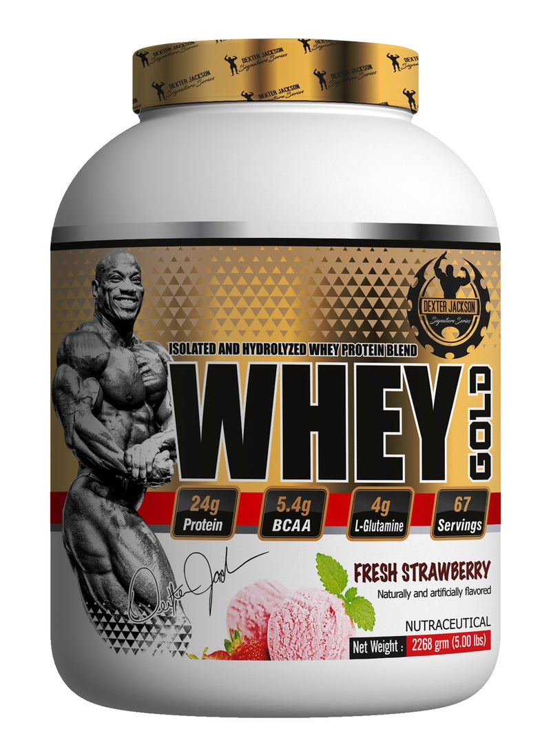 DEXTER JACKSON Dexter Jackson Gold Series Whey Gold - Fresh Strawberry, 2268g (5 Lbs), 67 Servings  - Image 1