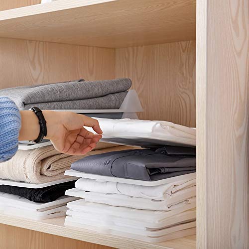 RIVUGJA Folding Clothes Folding Board Storage Holders Shirt Organizer T Shirt Folder Board Clothing Dividers Stackable Home Closet Set of 6 - Image 4