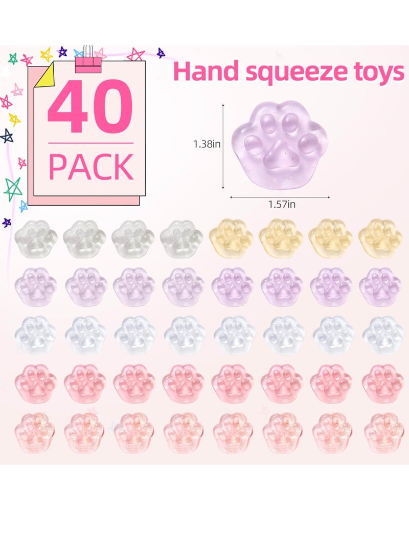 SOLARAE Squishies Squishy Toy, 40pcs Cat Party Favors for Kids, Cat's paw Mochi Squishy Toys, Stress Relief Sensory Toys, Animals Squishy Ball Sensory Toys, Goodie Bag Stuffers for Toddlers Adults - Image 3