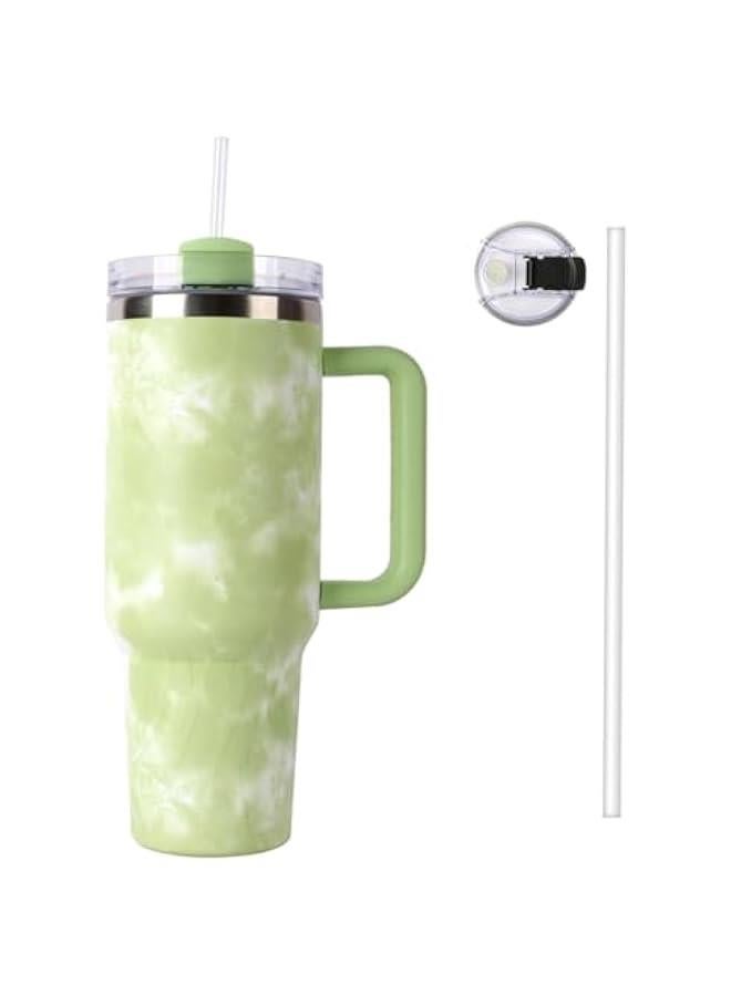 Tumbler with Handle and Straw Stainless Steel Vacuum Insulated Tumbler Tea or Iced Coffee Mug for Hot or Cold Beverageswith Handle (Fluid Ash) - Image 3
