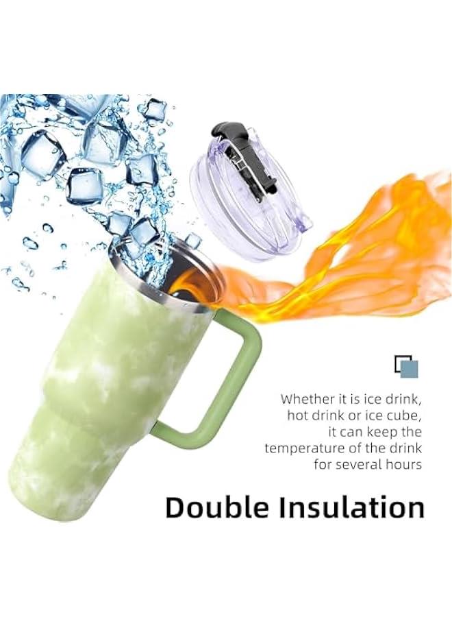 Tumbler with Handle and Straw Stainless Steel Vacuum Insulated Tumbler Tea or Iced Coffee Mug for Hot or Cold Beverageswith Handle (Fluid Ash) - Image 4