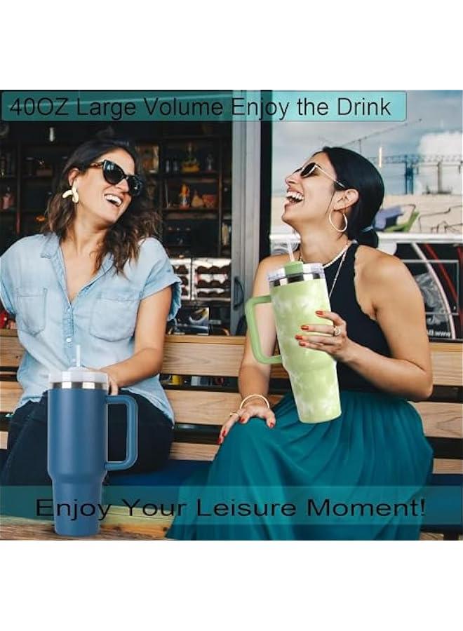 Tumbler with Handle and Straw Stainless Steel Vacuum Insulated Tumbler Tea or Iced Coffee Mug for Hot or Cold Beverageswith Handle (Fluid Ash) - Image 5
