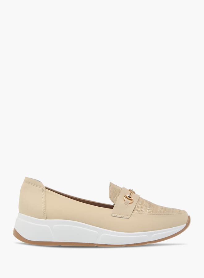 Flora Bella By Shoexpress Womens Textured Wedge Heel Shoes With Metal Accent - Image 2