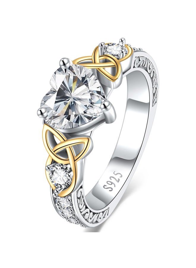 LOIPURI Moissanite Promise Rings for Her, 2CT D Color VVS1, Heart Shaped Celtic Knot, 925 Sterling Silver Engagement Wedding Anniversary Valentines Promise Gift with Certificate, 10, Sterling Silver - Image 1