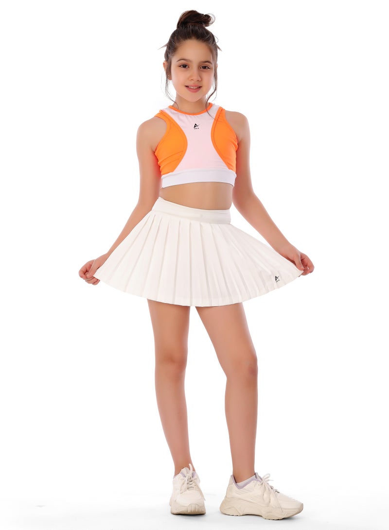 ANJA Girls' White Tennis Skirt – Comfortable, Pleated Design  - Image 1