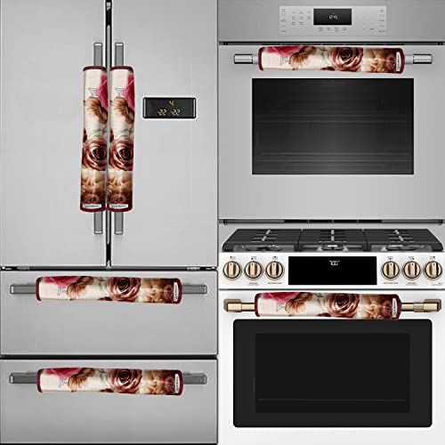 E-Retailer® Polyester 3-Layered Fridge Handle Cover Set of 2Pcs. For Refrigerator and Microwave oven (Color-Floral Pink, Size-12x6 Inches) - Image 3