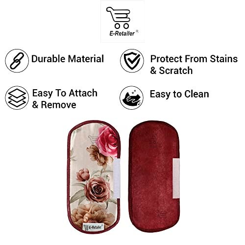 E-Retailer® Polyester 3-Layered Fridge Handle Cover Set of 2Pcs. For Refrigerator and Microwave oven (Color-Floral Pink, Size-12x6 Inches) - Image 4