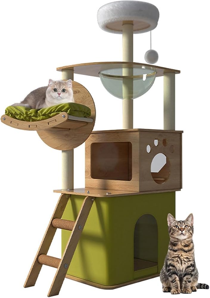 Sharpdo Cat Climbing Frame Cat Tree Toys (Green) - Image 1