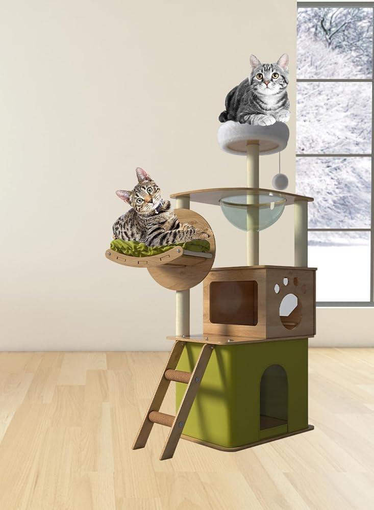 Sharpdo Cat Climbing Frame Cat Tree Toys (Green) - Image 5