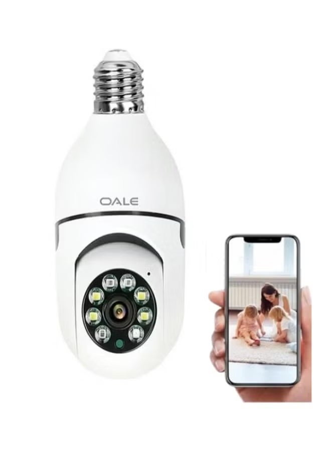OALE Oale Ihome 02 smart camera Light Bulb Security Camera,HD Home Wifi Security Camera, 360 Degree Pan/Tilt Surveillance Camera, Smart Motion Detection, Indoor/Outdoor Security Camera  - Image 1