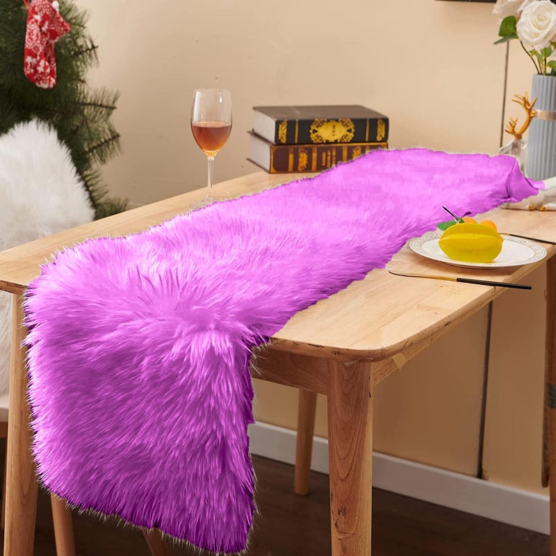 PICKKART Table Runner for 4 Seater Table - 5' x 1' Size , Fur Soft Material (Mauve) - Image 1
